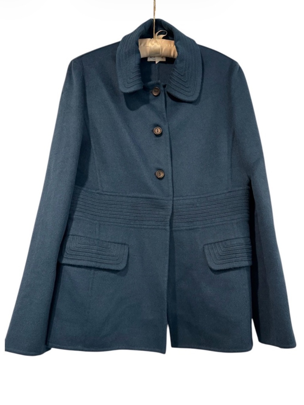AGNONA Teal Cashmere Button-Front Blazer Jacket Size IT-46